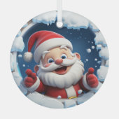 3D Kerstman Kerstversiering Glas Ornament (Voorkant)