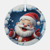 3D Kerstman Kerstversiering Glas Ornament (Achterkant)