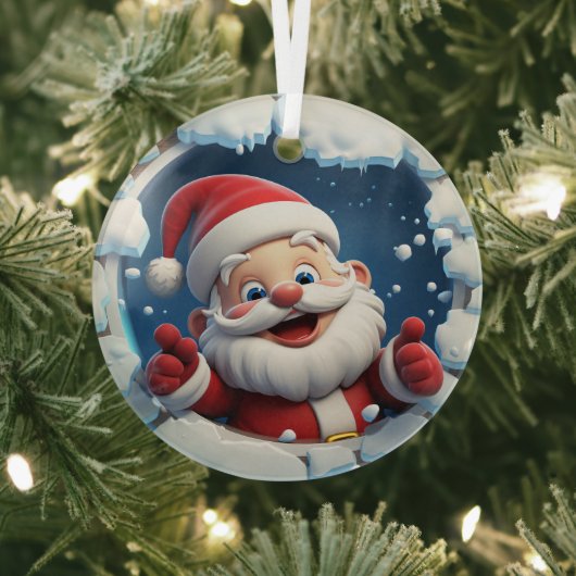 3D Kerstman Kerstversiering Glas Ornament (Insitu)