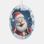 3D Kerstman Kerstversiering Glas Ornament (Voorkant links)