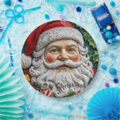 3D kerstman mozaïek kerstplaat Papieren Bordje (Feest)