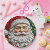 3D kerstman mozaïek kerstplaat Papieren Bordje (Feest)