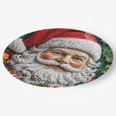 3D kerstman mozaïek kerstplaat Papieren Bordje (Gekanteld)