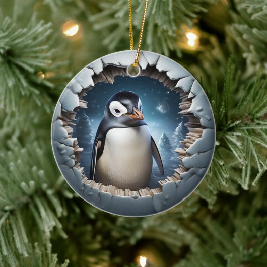 3D Kerstmis Pinguïn Keramisch Ornament (Boom)