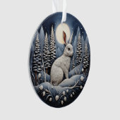 3D Kerstmis Schattige Wit Konijnendier Ornament (voorkant)