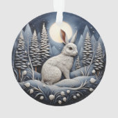 3D Kerstmis Schattige Wit Konijnendier Ornament (achterkant)