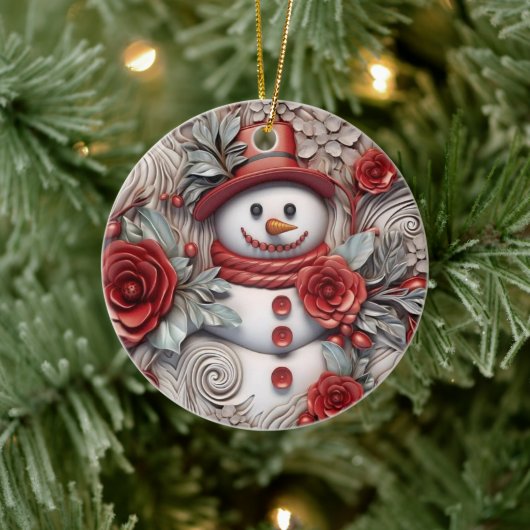3D Kerstmis Sneeuwman Keramisch Ornament (Boom)