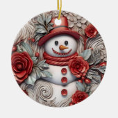 3D Kerstmis Sneeuwman Keramisch Ornament (Voorkant)