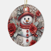 3D Kerstmis Sneeuwman Keramisch Ornament (Links)