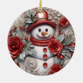 3D Kerstmis Sneeuwman Keramisch Ornament (Achterkant)