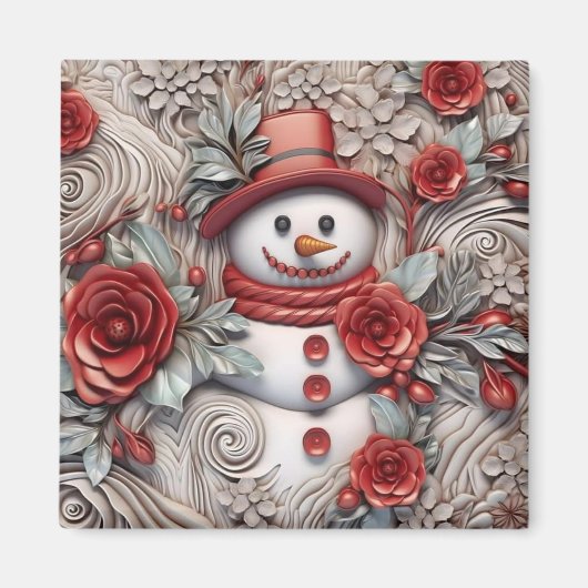 3D Kerstmis Sneeuwman Magneet (Voorkant)