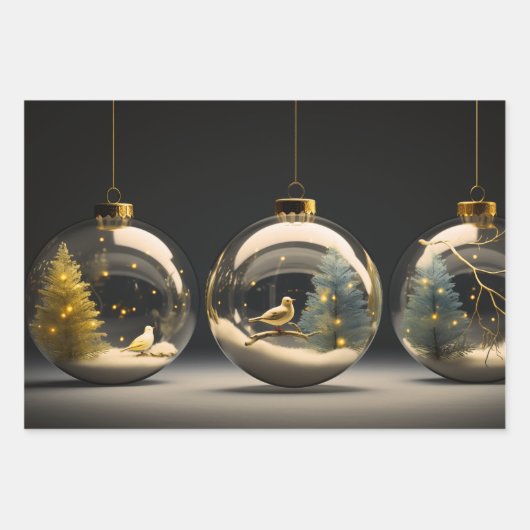 3D Kerstmisdoppen Verpakkende Document Vlakke Blad Inpakpapier Vel (Voorkant 3)