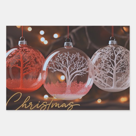 3D Kerstmisdoppen Verpakkende Document Vlakke Blad Inpakpapier Vel (Voorkant 2)