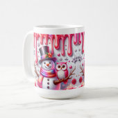 3D Kerstsneeuwman met Uil Koffiemok (Voorkant links)