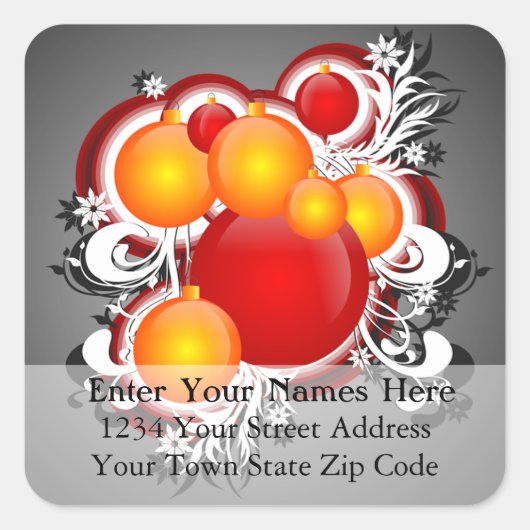 3D kerstversieringsadreslabel Vierkante Sticker (Voorkant)