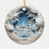 3D Kerstwinter Wonderland Keramisch Ornament (Voorkant)