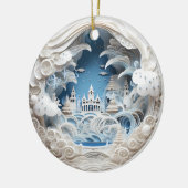 3D Kerstwinter Wonderland Keramisch Ornament (Links)