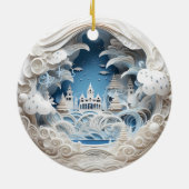 3D Kerstwinter Wonderland Keramisch Ornament (Achterkant)