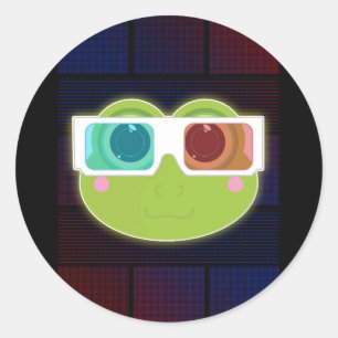 3D Kikker Ronde Sticker
