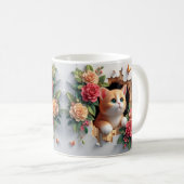 3D Kitten Hole in een Wand Bloemen Mok (Voorkant rechts)