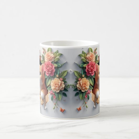 3D Kitten Hole in een Wand Bloemen Mok (Center)