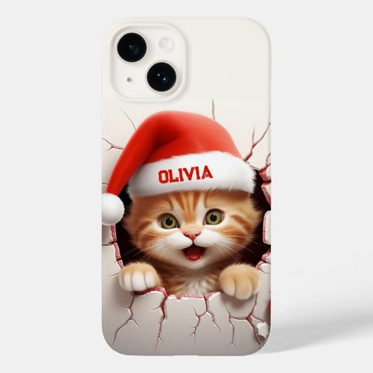 3D Kitten Kerstmis Case-Mate iPhone Case (Achterkant)