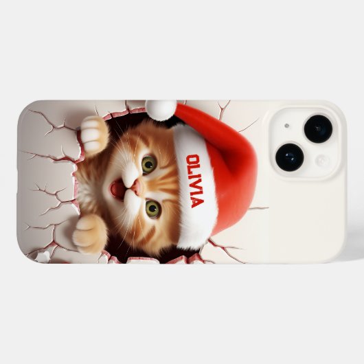3D Kitten Kerstmis Case-Mate iPhone Case (Achterkant (horizontaal))
