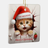3D Kitten Kerstmis Keramisch Ornament (Rechts)