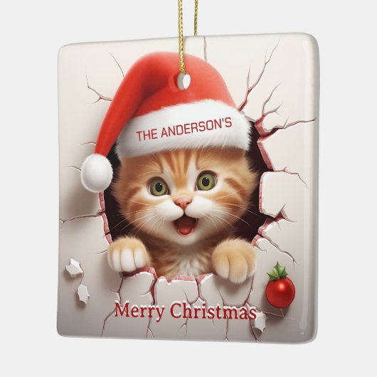 3D Kitten Kerstmis Keramisch Ornament (Links)