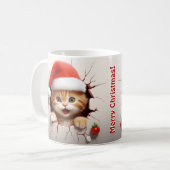 3D Kitten Kerstmis Koffiemok (Voorkant links)