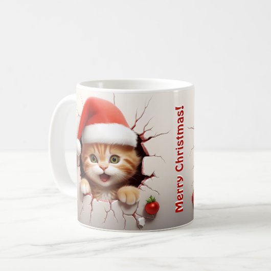 3D Kitten Kerstmis Koffiemok (Voorkant links)