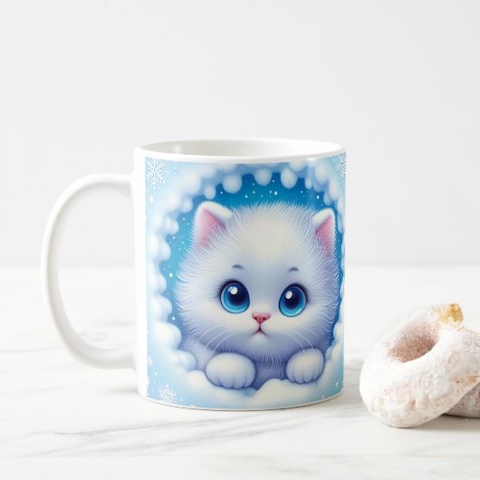 3D kittengat in een wand koffie Mok wrap (Met donut)