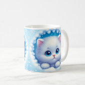 3D kittengat in een wand koffie Mok wrap (Voorkant rechts)