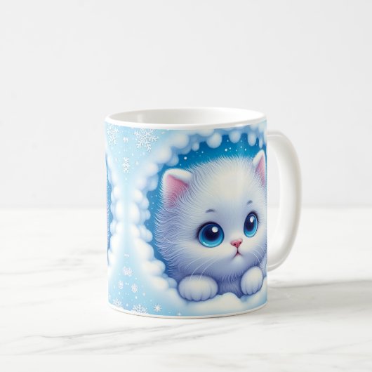 3D kittengat in een wand koffie Mok wrap (Voorkant rechts)