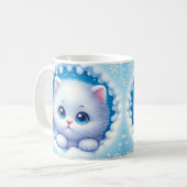 3D kittengat in een wand koffie Mok wrap (Voorkant links)