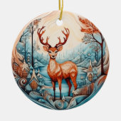 3D KLASSIEKE KERST  HERT KERAMISCH ORNAMENT (Voorkant)
