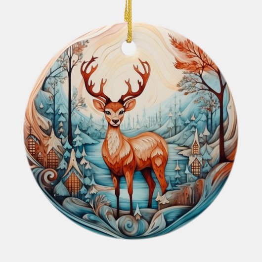 3D KLASSIEKE KERST  HERT KERAMISCH ORNAMENT (Achterkant)