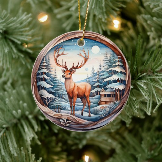 3D KLASSIEKE KERST  HERT KERAMISCH ORNAMENT (Boom)