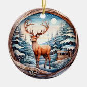 3D KLASSIEKE KERST  HERT KERAMISCH ORNAMENT (Voorkant)