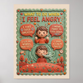 3D Klei Boze Kinderen Emotiebeheer Educatief Poster