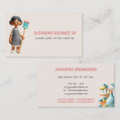 3D Klei Plastic Vrouw Schoonmakend Karakter Visitekaartje (Voorkant / Achterkant)