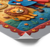 3D Klei Schattig Dappere Kind Leeuw Held Onderwijs Poster (Hoek)