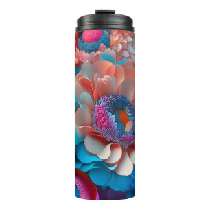 3D kleurrijk boeket van bloemen Thermosbeker