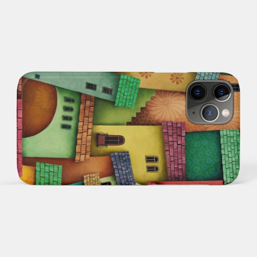 3D Kleurrijke Abstracte Huizen - Uniek Kunstontwer Case-Mate iPhone Case (Achterkant (horizontaal))