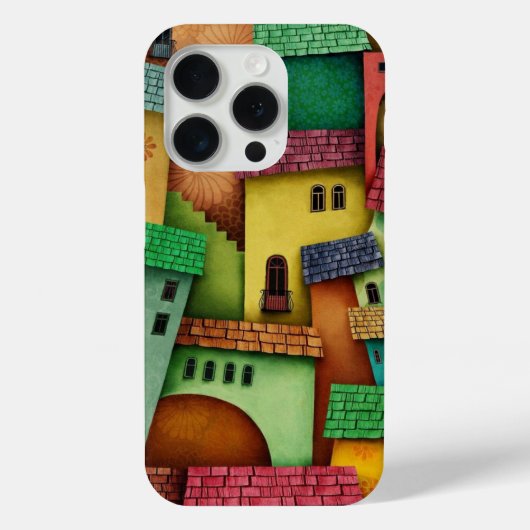 3D Kleurrijke Abstracte Huizen - Uniek Kunstontwer Case-Mate iPhone Case (Achterkant)