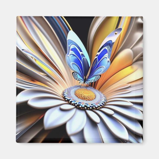 3D Kleurrijke Bloem en Vlinder Magneet (Voorkant)