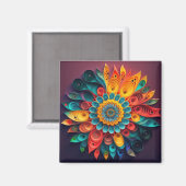 3D kleurrijke bloem Magneet (Voorkant / Achterkant)