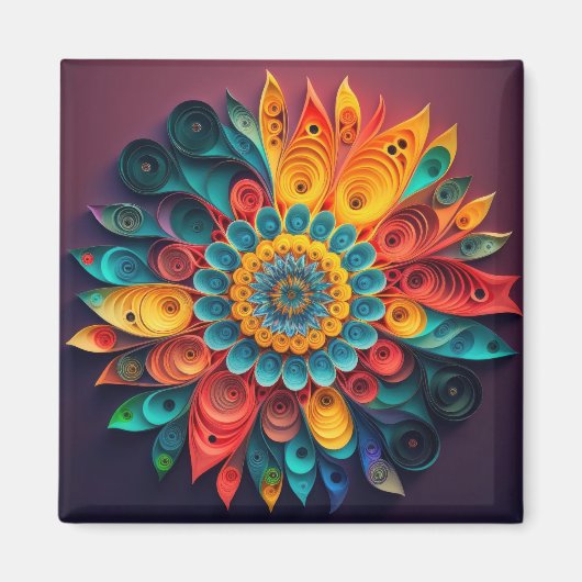 3D kleurrijke bloem Magneet (Voorkant)
