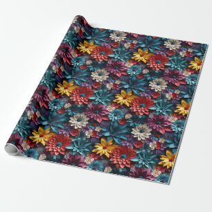 3D Kleurrijke Bloemen Inpakpapier