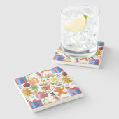 3D Kleurrijke Kerstmisornamenten pattern.01 Stenen Onderzetter (Zijkant)